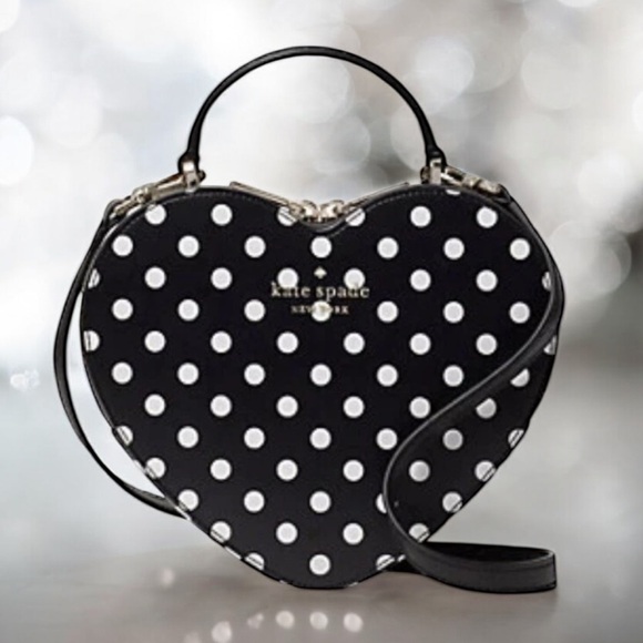 Kate Spade-Love Shack-Heart Crossbody/Handbag-Black & White Polka Dot-$329 - Picture 16 of 17